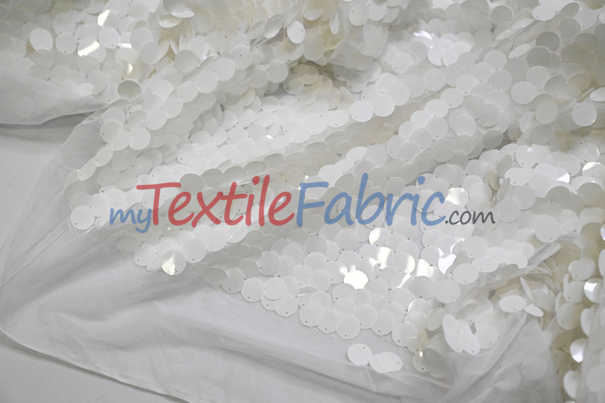 Fish Scale Paillette Sequins Fabric | 9mm Sequins Fabric | 52" Wide | Multiple Colors |