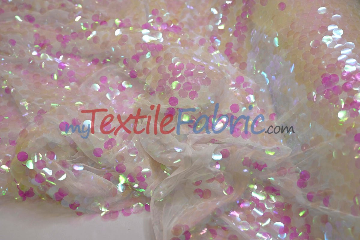 Fish Scale Paillette Sequins Fabric | 9mm Sequins Fabric | 52" Wide | Multiple Colors |