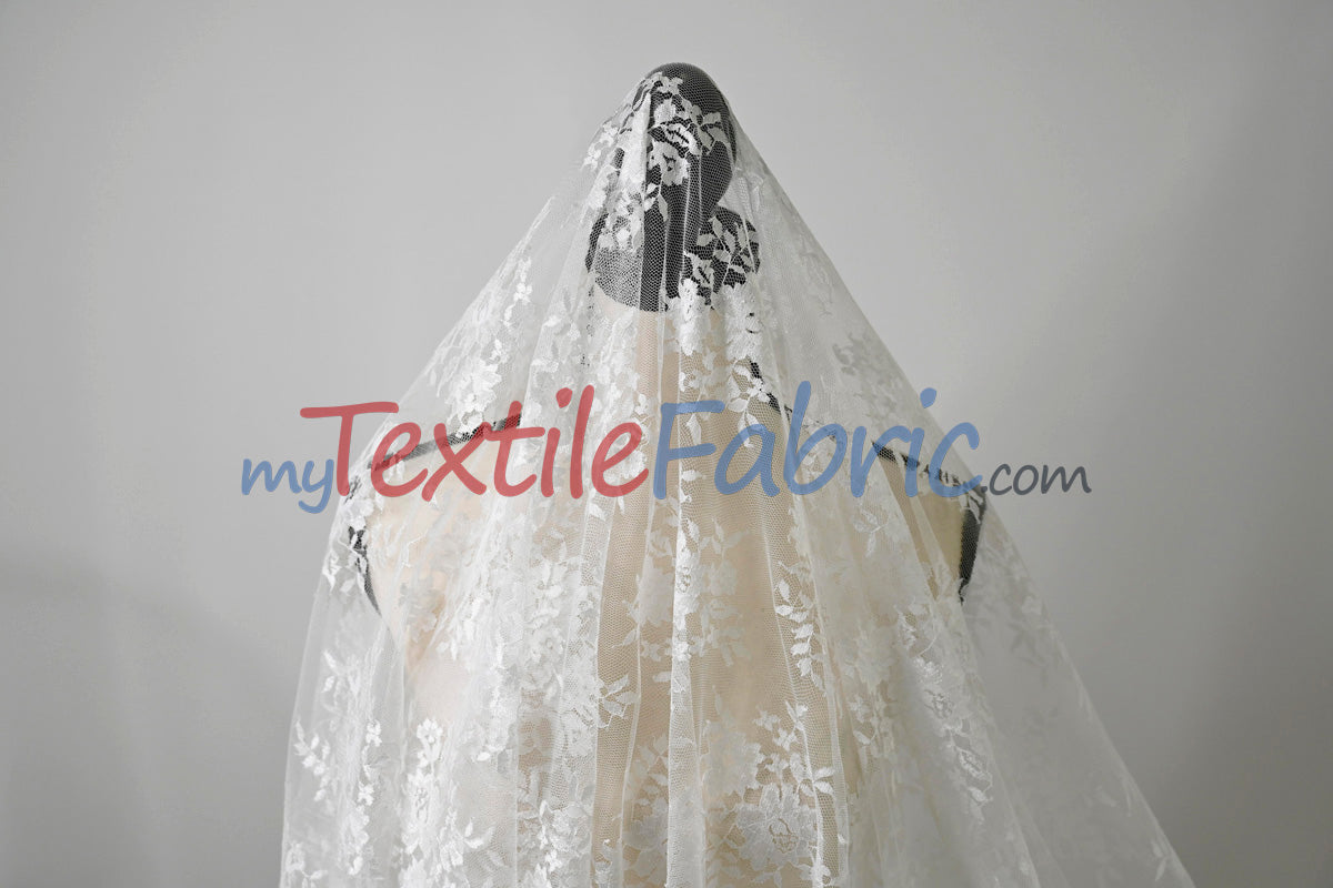 Chantilly Lace Fabric | 52” Wide | Elegant Floral Lace for Bridal & Formalwear