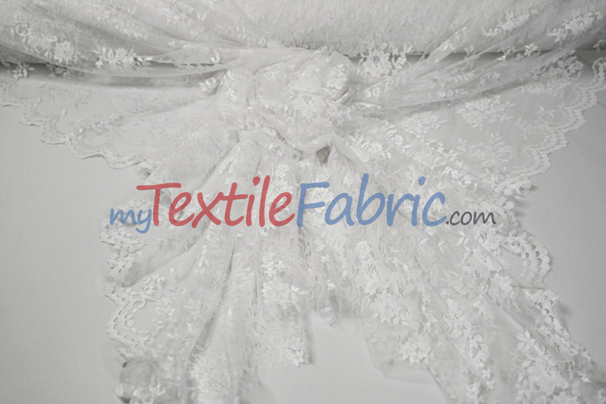 Chantilly Lace Fabric | 52” Wide | Elegant Floral Lace for Bridal & Formalwear