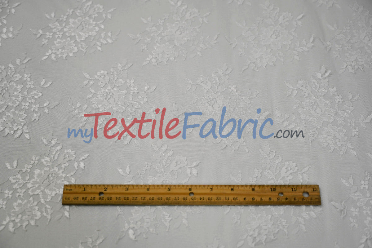 Chantilly Lace Fabric | 52” Wide | Elegant Floral Lace for Bridal & Formalwear