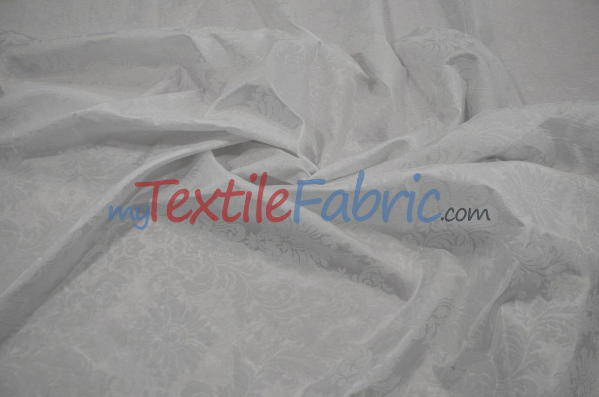 Damask Flocking Taffeta | Flocking Velvet Damask on Taffeta Fabric | 60" Wide | Curtains, Apparel, Cosplay, Costume, Decor | Fabric mytextilefabric Yards White on White Damask