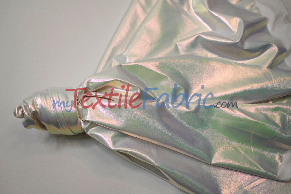 Hologram Foil Spandex Lame | Rainbow Stretch Metallic Lame | Hologram Spandex Lame Fabric | Hologram Fabric | Decor Apparel Costume Dance |