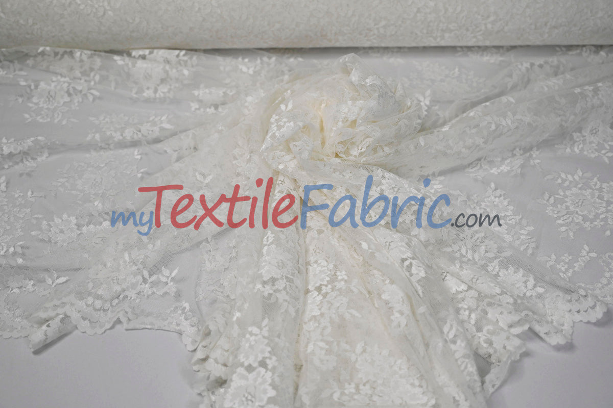 Chantilly Lace Fabric | 52” Wide | Elegant Floral Lace for Bridal & Formalwear
