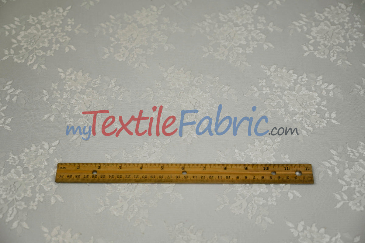 Chantilly Lace Fabric | 52” Wide | Elegant Floral Lace for Bridal & Formalwear