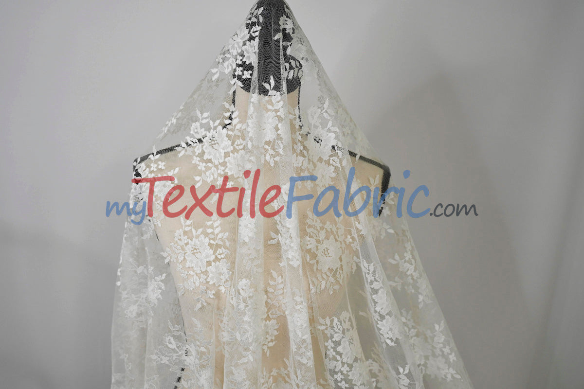 Chantilly Lace Fabric | 52” Wide | Elegant Floral Lace for Bridal & Formalwear