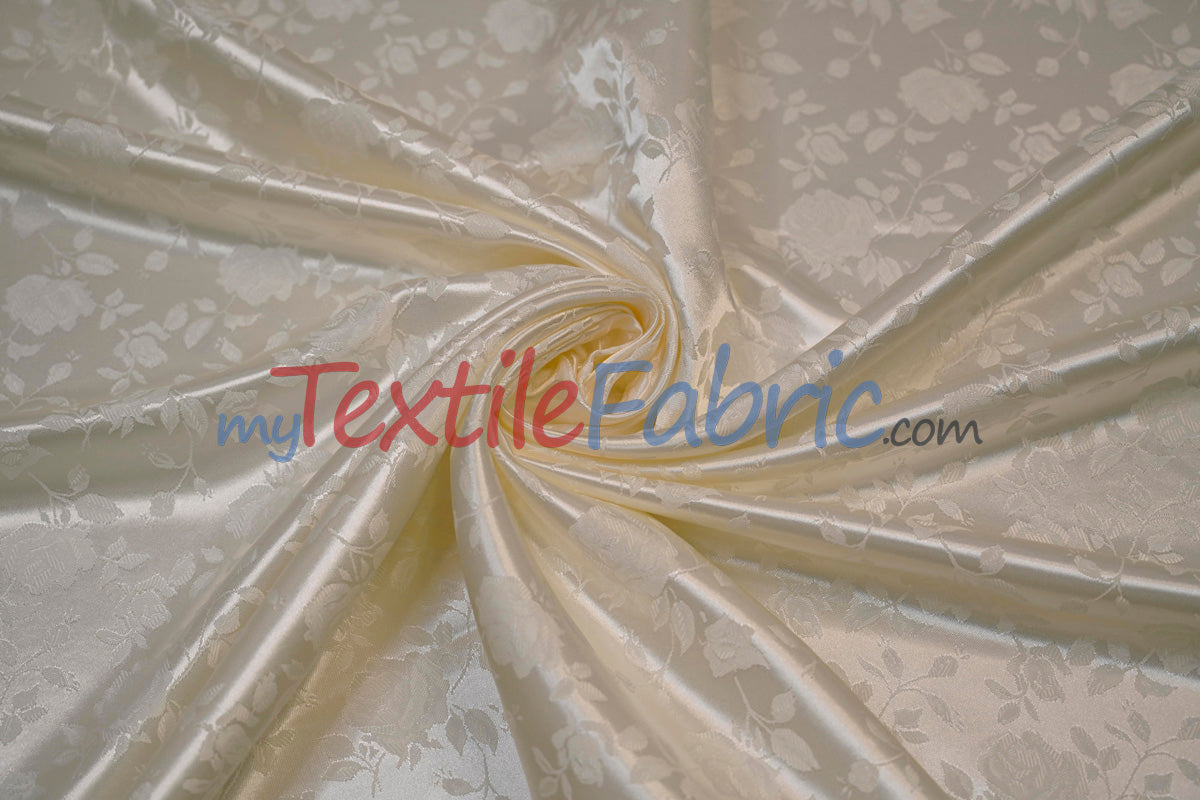Satin Jacquard | Satin Flower Brocade | 60" Wide | Wholesale Bolt 65 Yards |