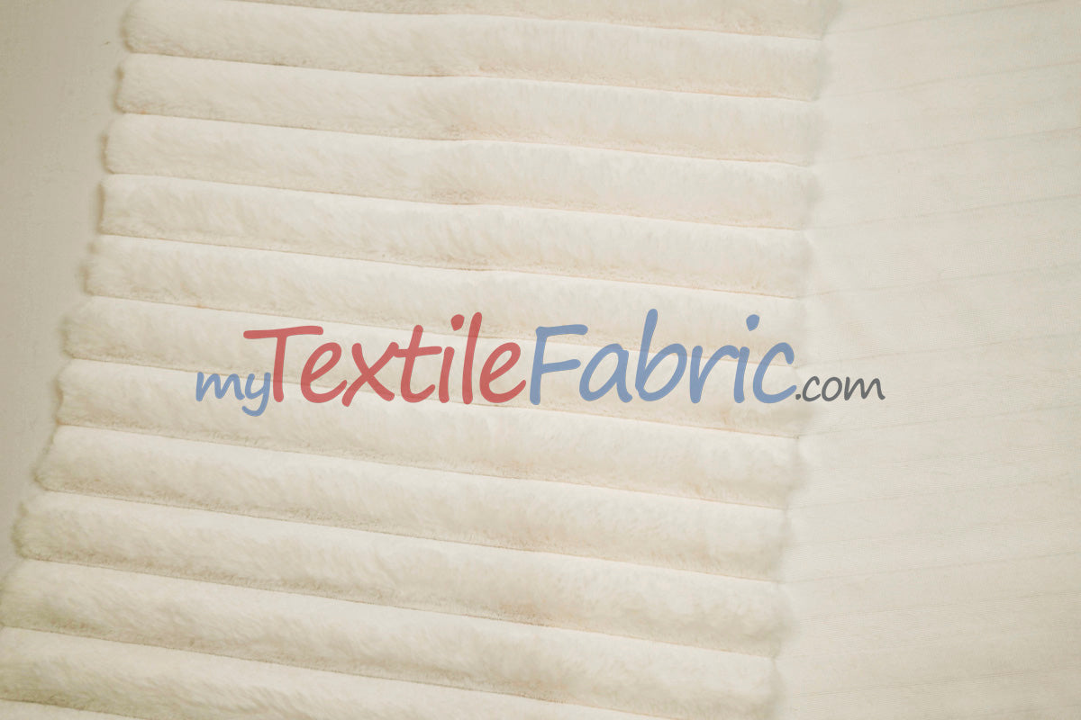 Striped Rabbit Fur Fabric by the Yard | Ultra-Soft Plush Faux Fur | 64/66” Wide | Available in Multiple Colors