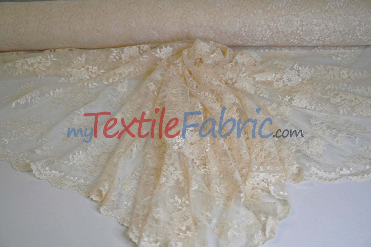 Chantilly Lace Fabric | 52” Wide | Elegant Floral Lace for Bridal & Formalwear