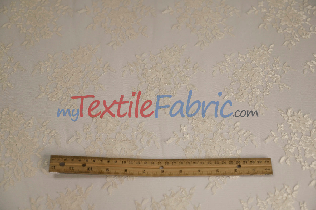 Chantilly Lace Fabric | 52” Wide | Elegant Floral Lace for Bridal & Formalwear