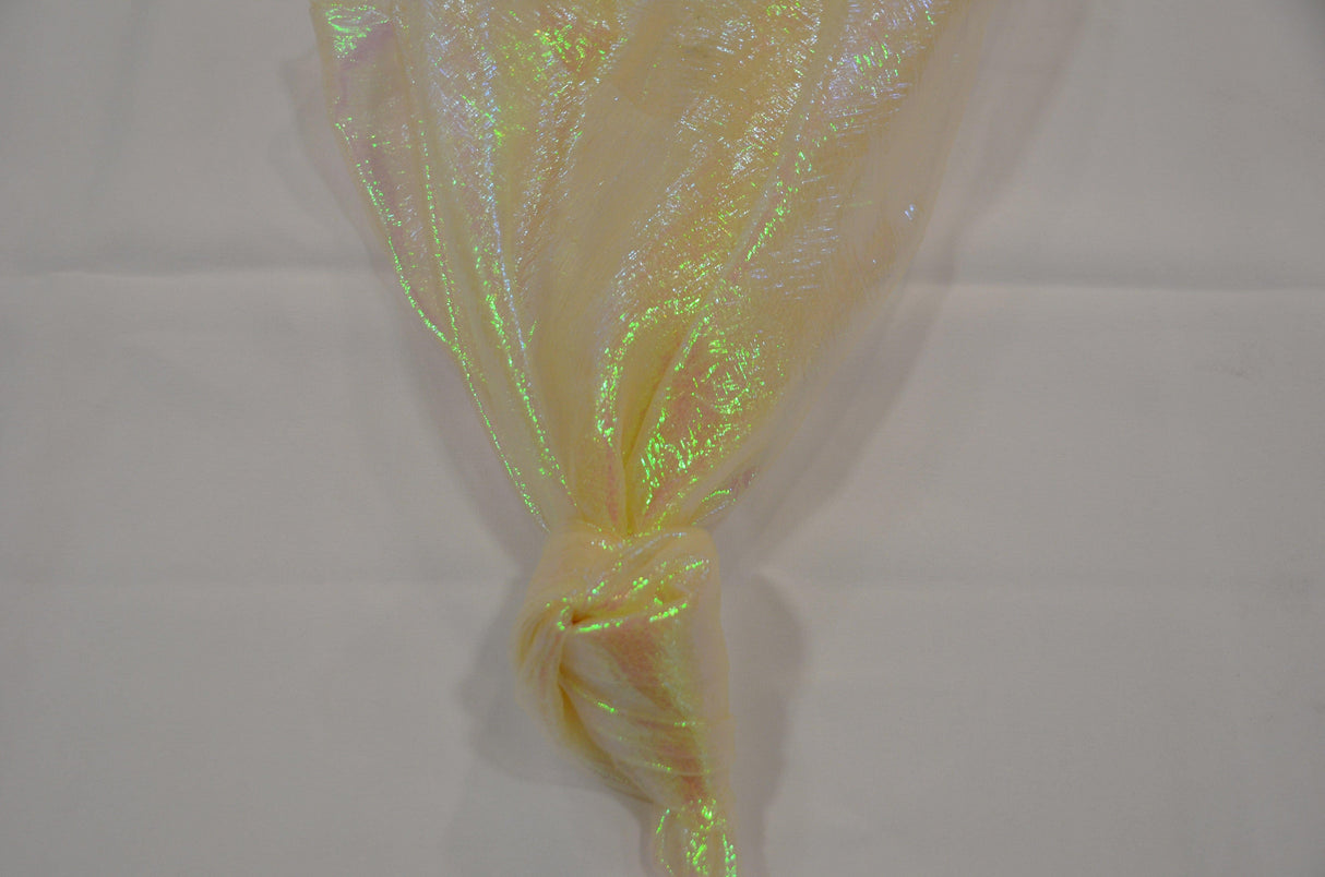 Crush Iridescent Organza Fabric | Crush Pearl Organza | 40" Wide | Crush Holographic Organza Fabric | Costume, Decoration, Apparel, Cosplay, Dance Wear Fabric mytextilefabric Yards Champagne (banana)