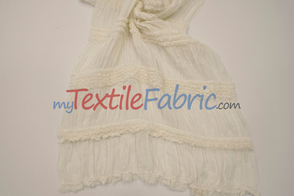 Pleated Ruffle Chiffon Fabric | Lightweight Texture | 100% Polyester | 44/46" Wide