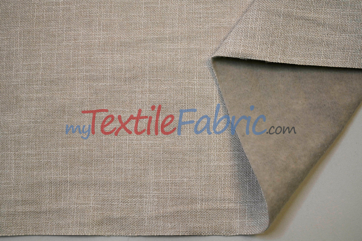 Upholstery Weight Poly Linen Fabric | Durable Backed Linen | 60" Wide | Non Woven Backing | Ideal for Upholstery, Cushions & Drapery