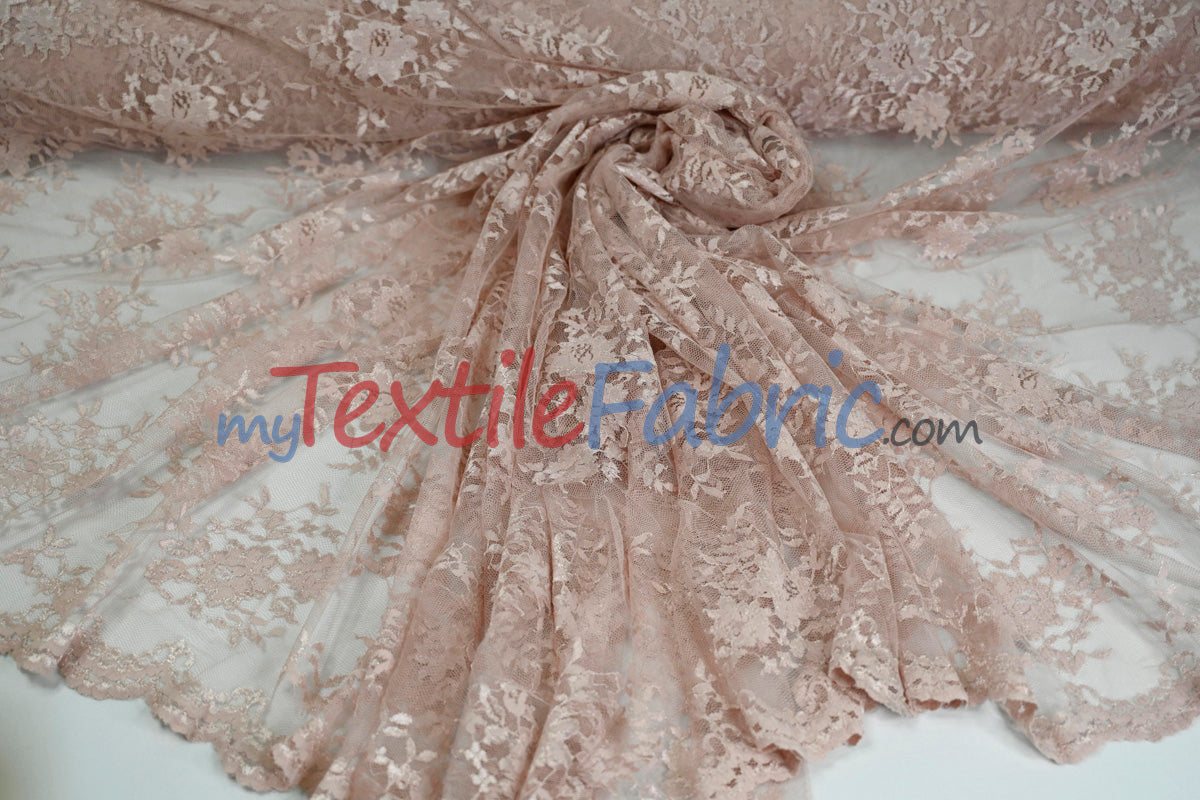 Chantilly Lace Fabric | 52” Wide | Elegant Floral Lace for Bridal & Formalwear