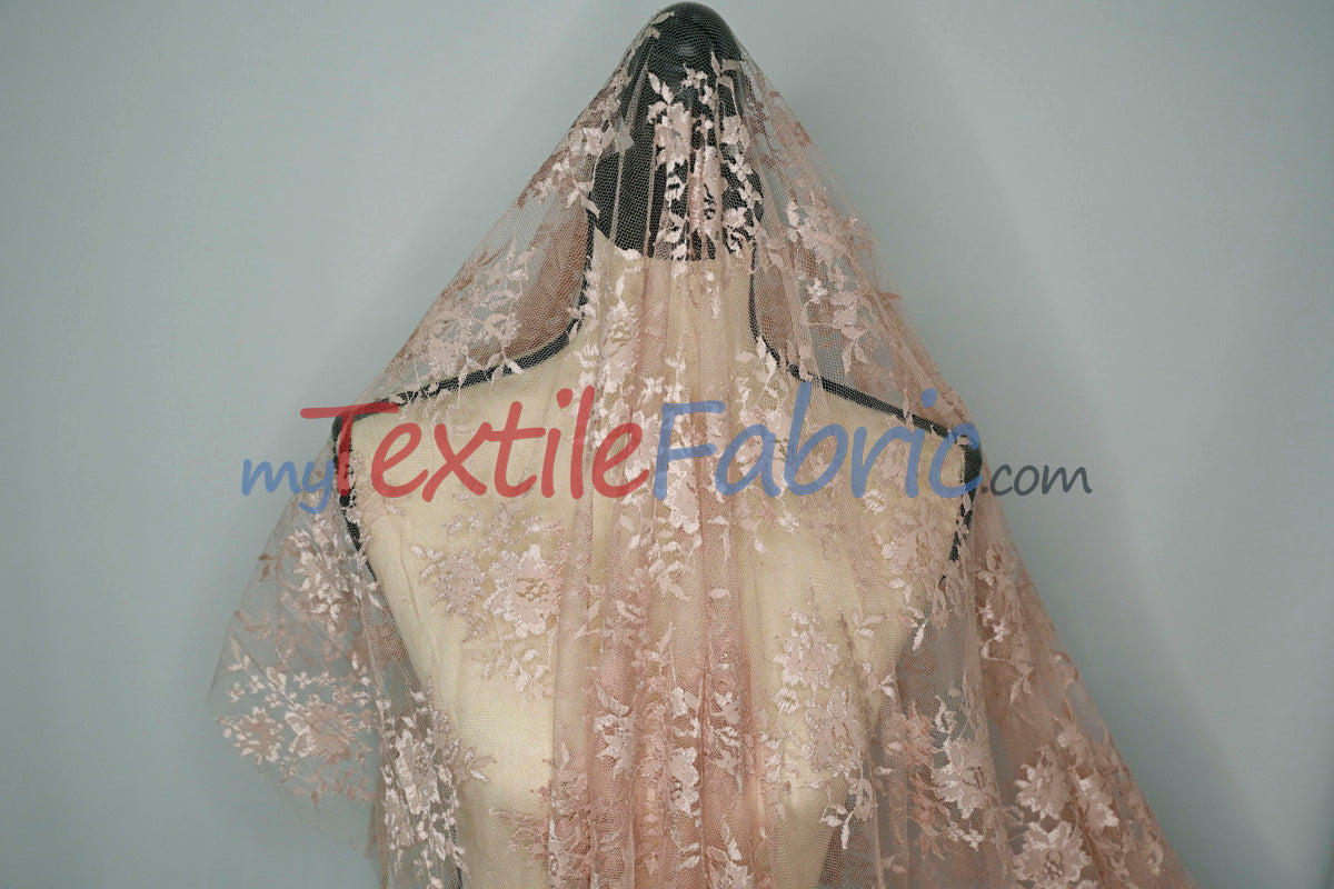 Chantilly Lace Fabric | 52” Wide | Elegant Floral Lace for Bridal & Formalwear