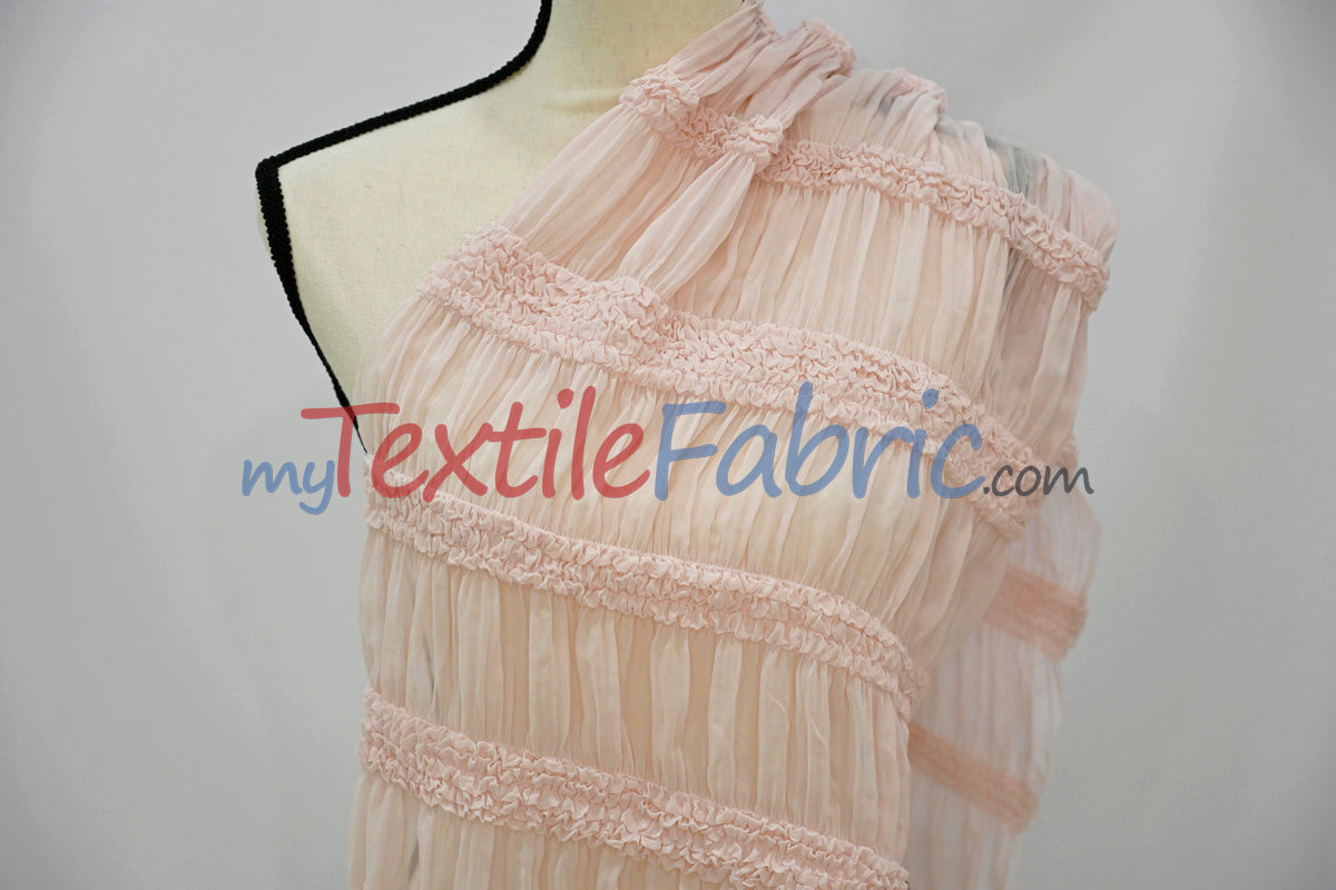Pleated Ruffle Chiffon Fabric | Lightweight Texture | 100% Polyester | 44/46" Wide