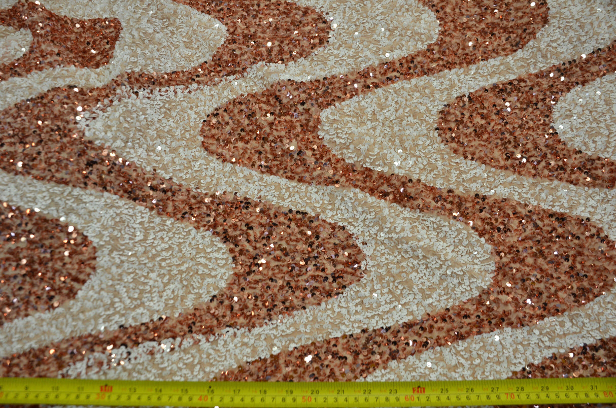 Sequins Velvet Wave | Sequins on Plush Spandex Velvet | 60" Wide | Multiple Colors | Two Tone Sequins Velvet My Textile Fabric Yards Blush White