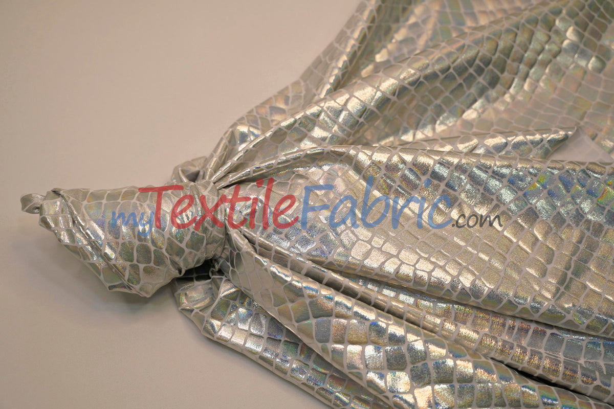 4 Way Stretch Dancewear Fabric | Anaconda Hologram Spandex | 58/60" Wide | Multiple Colors |