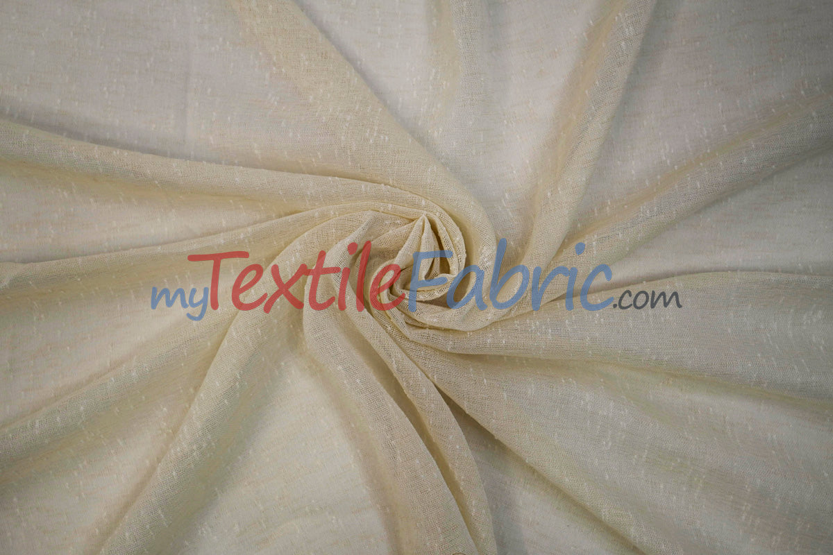 Swiss Sheer Fabric | Linen-Look Sheer Drapery | 130″ Wide | Event & Home Curtains | Available in 15 Colors
