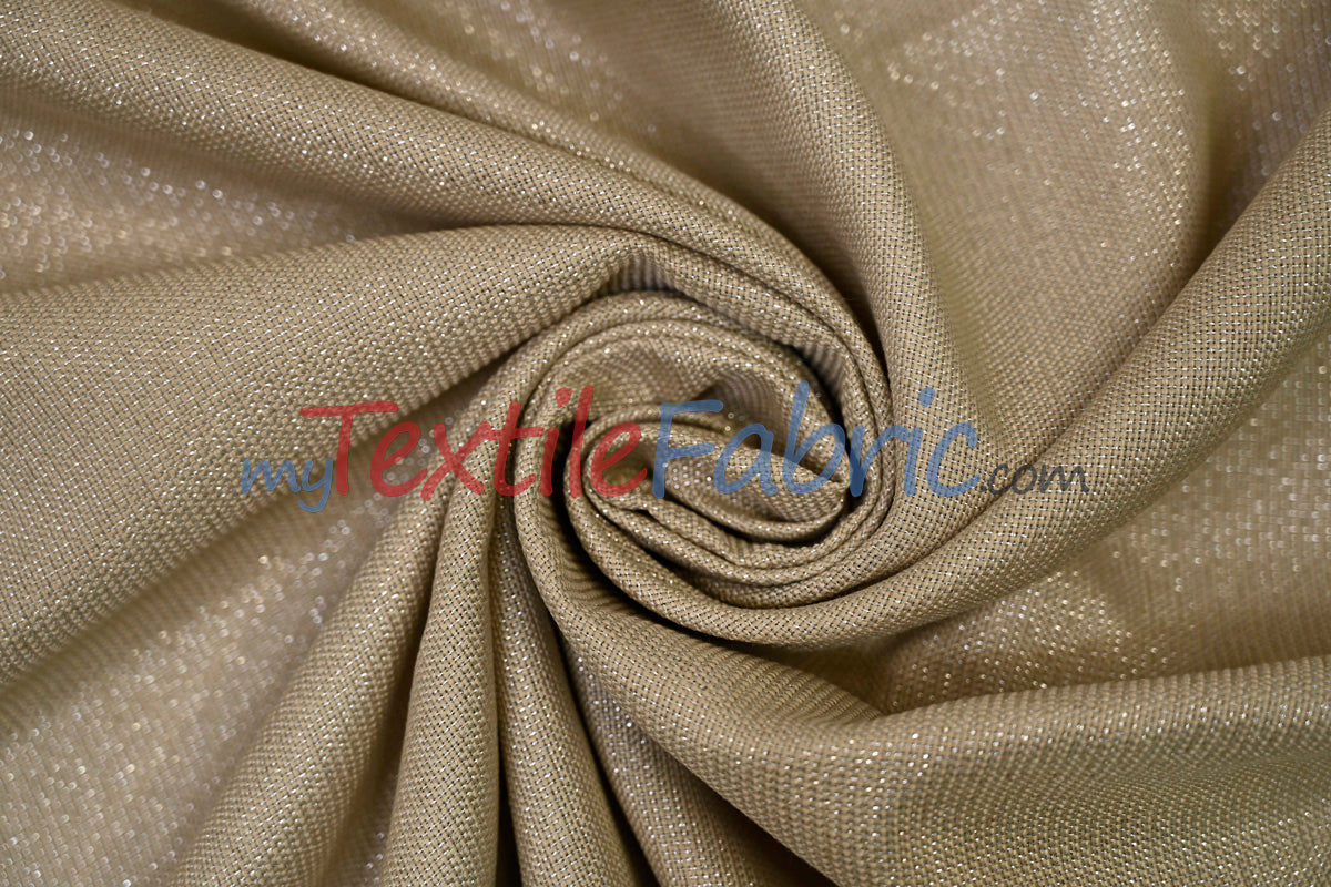 Metallic Vintage Linen Fabric | Imitation Burlap with Metallic Foil | 60" Wide | Washable Burlap Fabric for Decor |