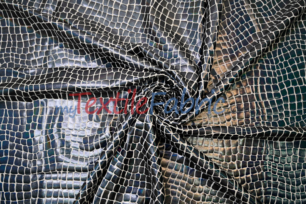4 Way Stretch Dancewear Fabric | Anaconda Hologram Spandex | 58/60" Wide | Multiple Colors |