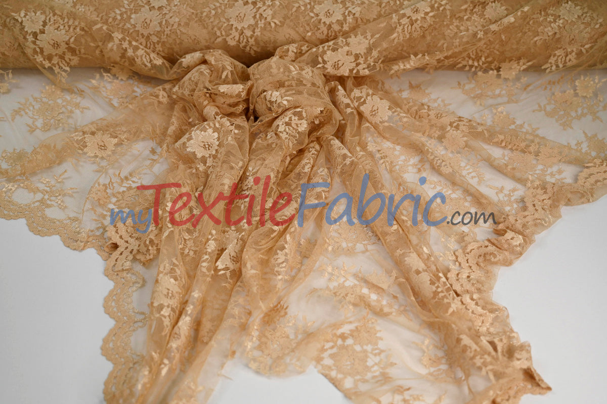 Chantilly Lace Fabric | 52” Wide | Elegant Floral Lace for Bridal & Formalwear