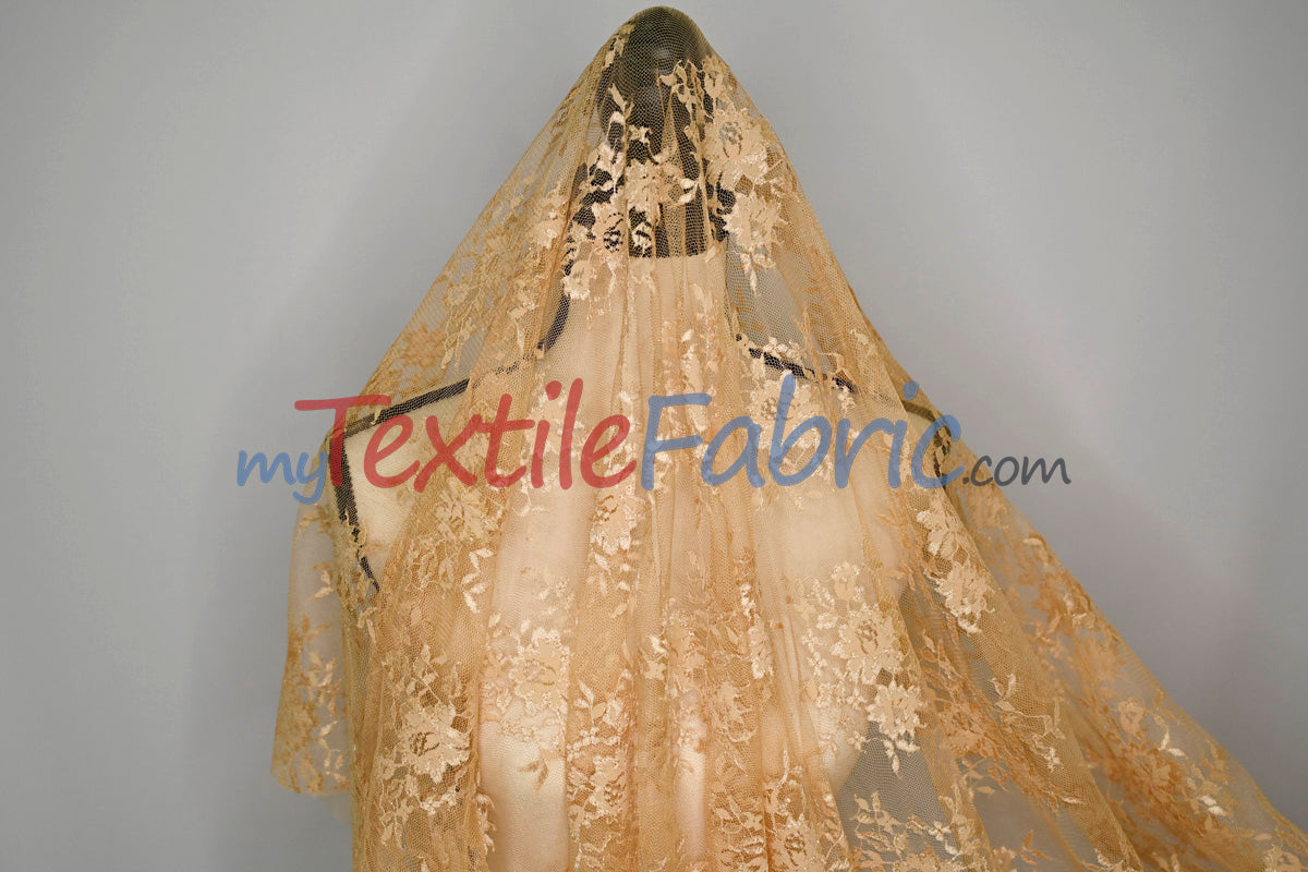 Chantilly Lace Fabric | 52” Wide | Elegant Floral Lace for Bridal & Formalwear