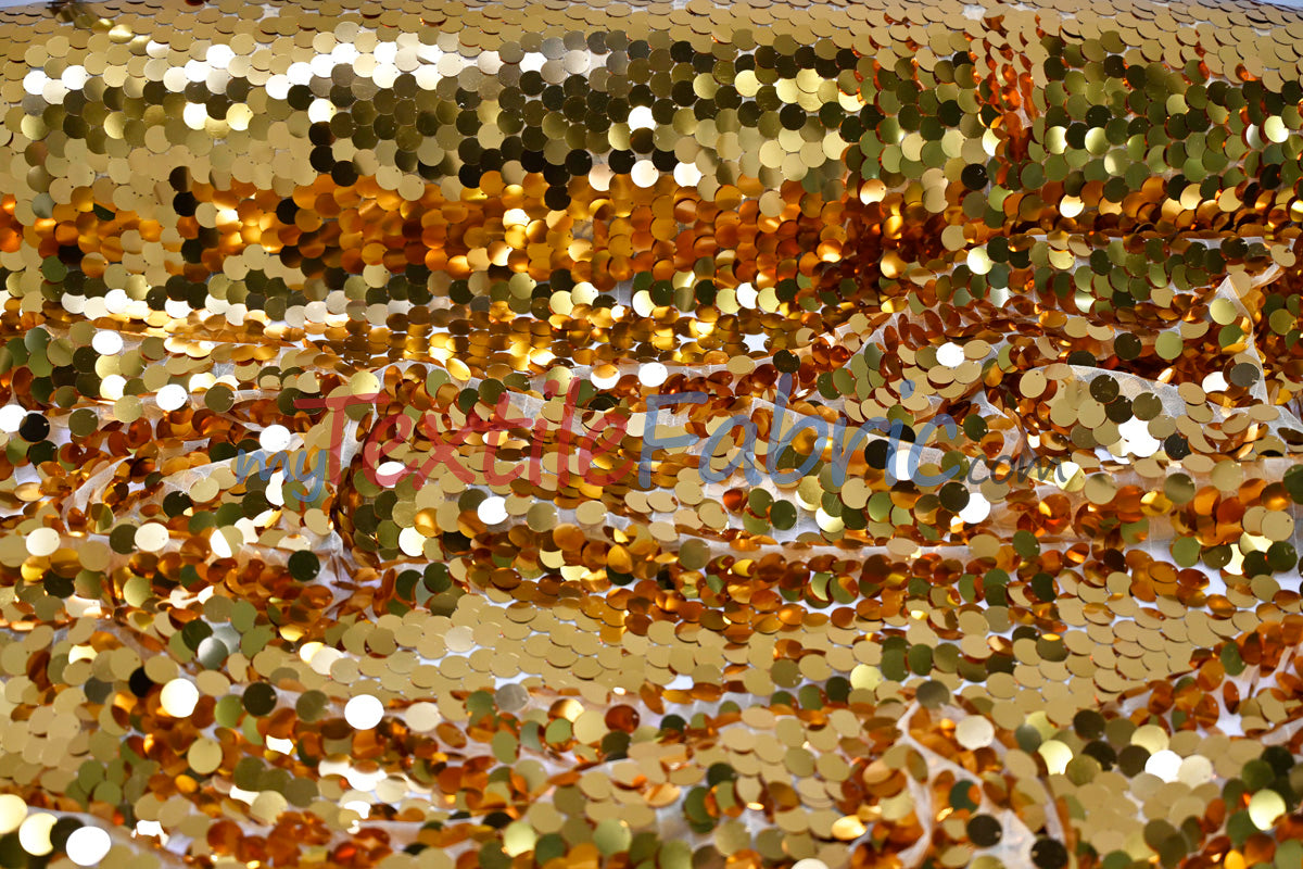 Fish Scale Paillette Sequins Fabric | 9mm Sequins Fabric | 52" Wide | Multiple Colors |