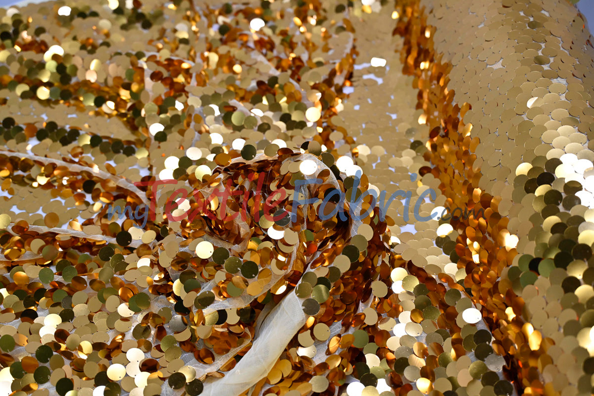 Fish Scale Paillette Sequins Fabric | 9mm Sequins Fabric | 52" Wide | Multiple Colors |