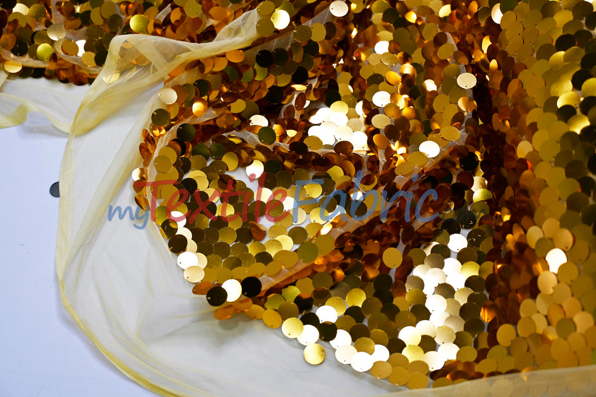 Fish Scale Paillette Sequins Fabric | 9mm Sequins Fabric | 52" Wide | Multiple Colors |