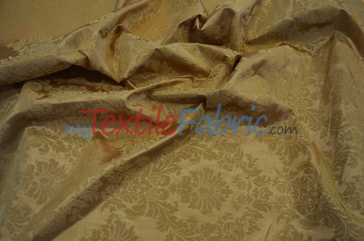 Damask Flocking Taffeta | Flocking Velvet Damask on Taffeta Fabric | 60" Wide | Curtains, Apparel, Cosplay, Costume, Decor | Fabric mytextilefabric Yards Gold Gold Damask