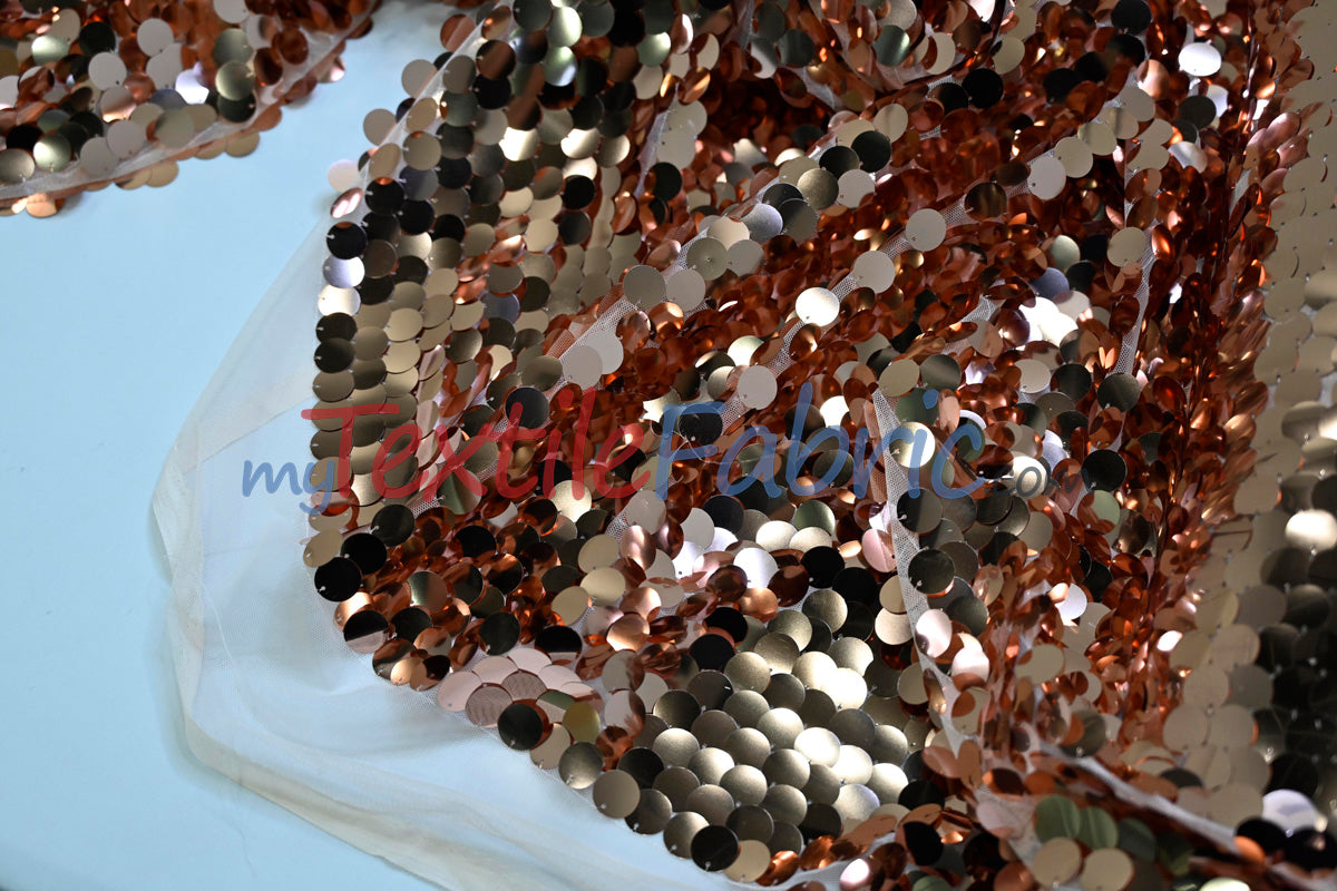 Fish Scale Paillette Sequins Fabric | 9mm Sequins Fabric | 52" Wide | Multiple Colors |