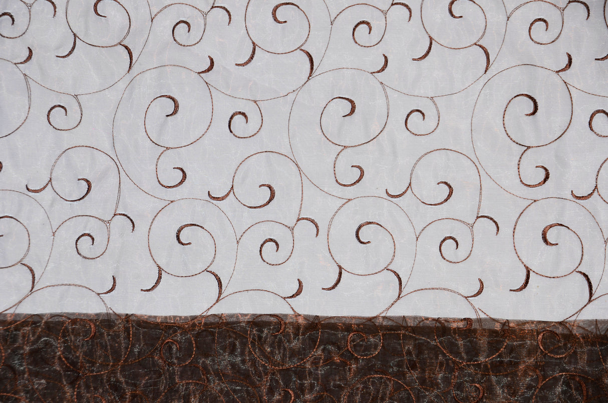 Swirl Organza Fabric | Embroidered Swirl Sheer | 54" Wide | Multiple Colors |