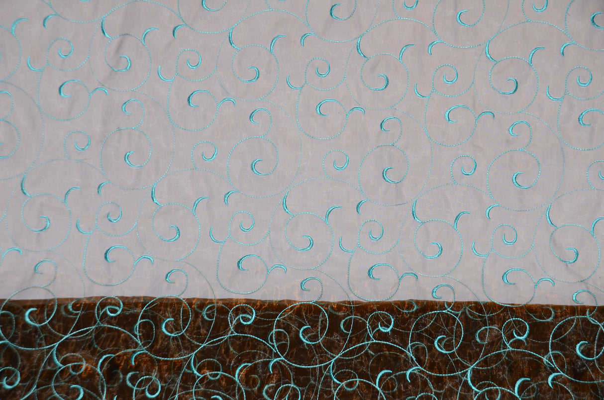 Swirl Organza Fabric | Embroidered Swirl Sheer | 54" Wide | Multiple Colors |