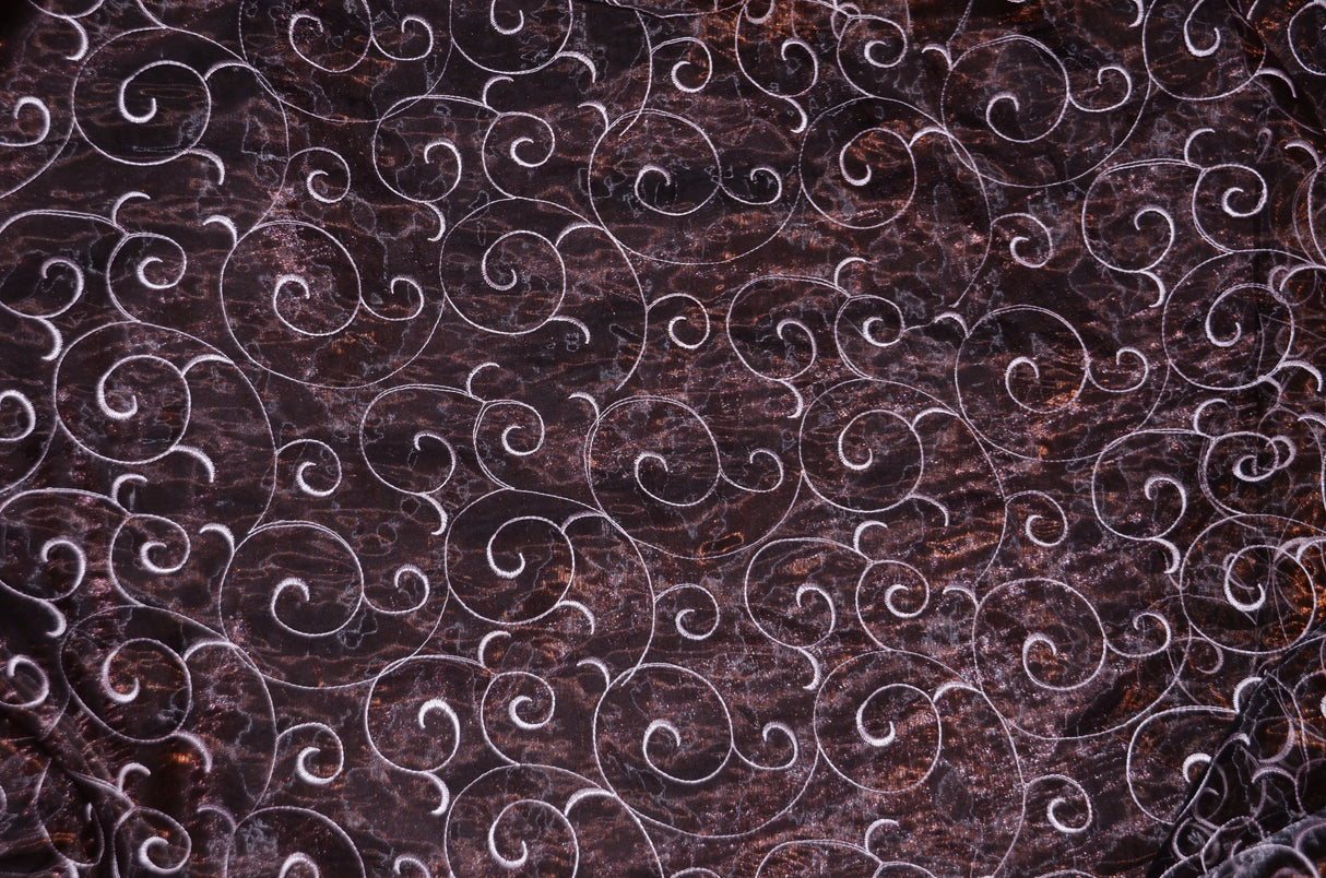 Swirl Organza Fabric | Embroidered Swirl Sheer | 54" Wide | Multiple Colors |