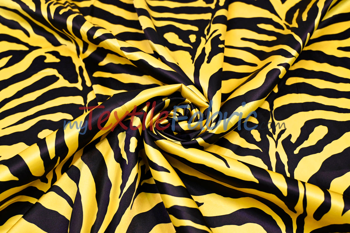 Animal Zebra Satin Fabric | Soft Satin Zebra Charmeuse Fabric | 60" Wide | Multiple Colors |