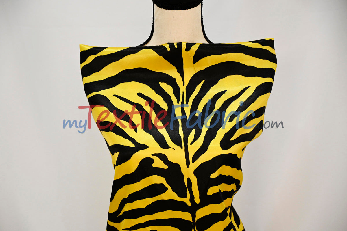 Animal Zebra Satin Fabric | Soft Satin Zebra Charmeuse Fabric | 60" Wide | Multiple Colors |