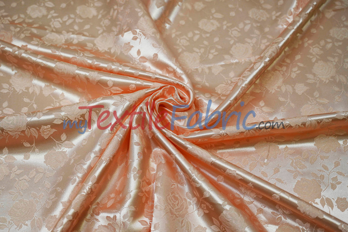 Satin Jacquard | Satin Flower Brocade | 60" Wide | Wholesale Bolt 65 Yards |