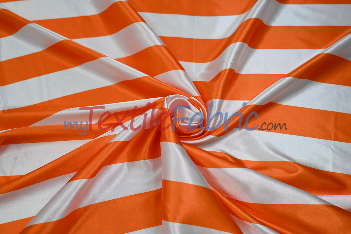 2" Stripe Satin Fabric | Soft Satin Stripe Charmeuse Fabric | 60" Wide | Multiple Colors |