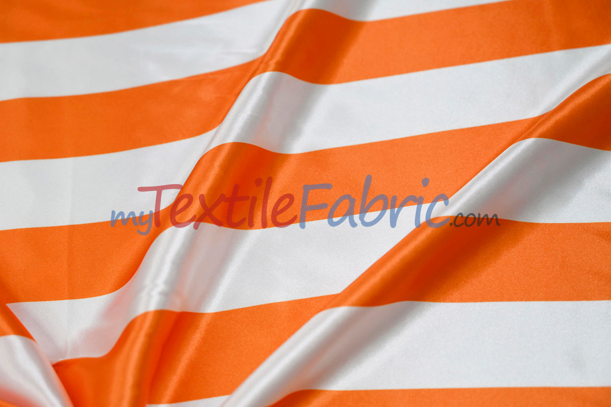 2" Stripe Satin Fabric | Soft Satin Stripe Charmeuse Fabric | 60" Wide | Multiple Colors |