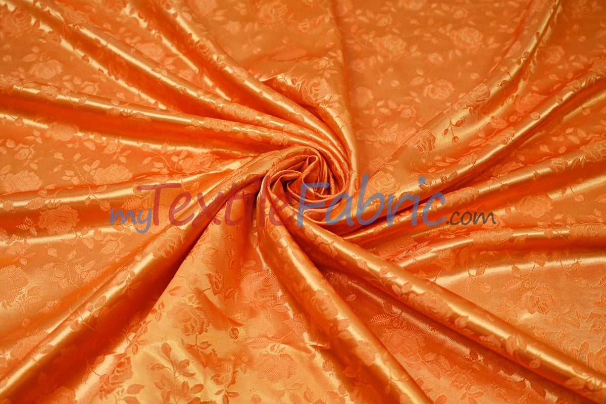 Satin Jacquard | Satin Flower Brocade | 60" Wide | Wholesale Bolt 65 Yards |