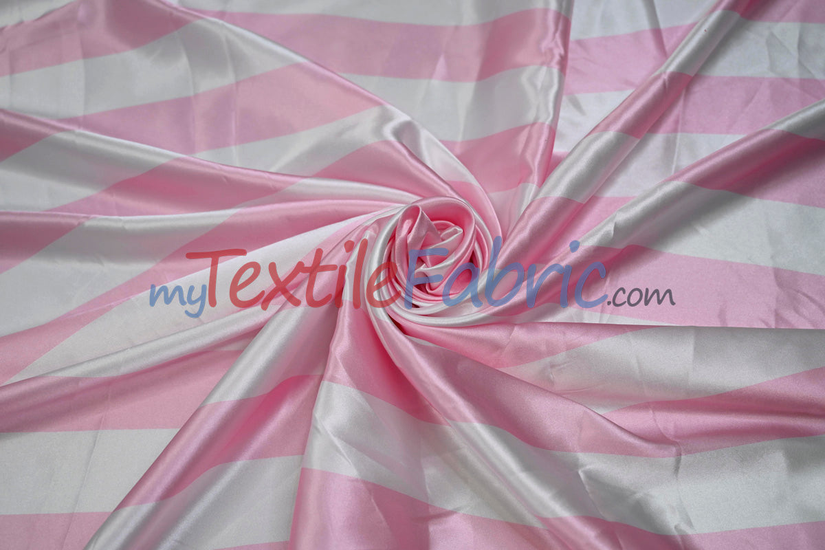 2" Stripe Satin Fabric | Soft Satin Stripe Charmeuse Fabric | 60" Wide | Multiple Colors |