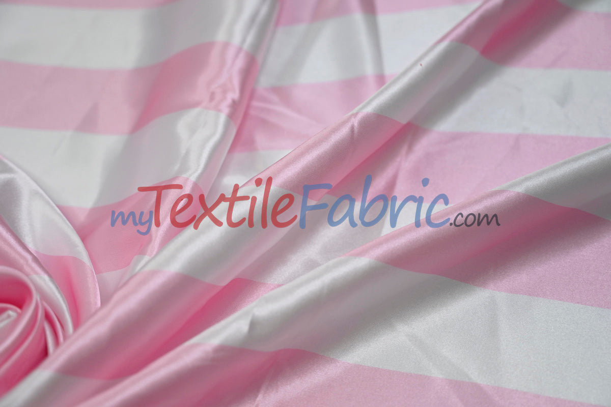 2" Stripe Satin Fabric | Soft Satin Stripe Charmeuse Fabric | 60" Wide | Multiple Colors |