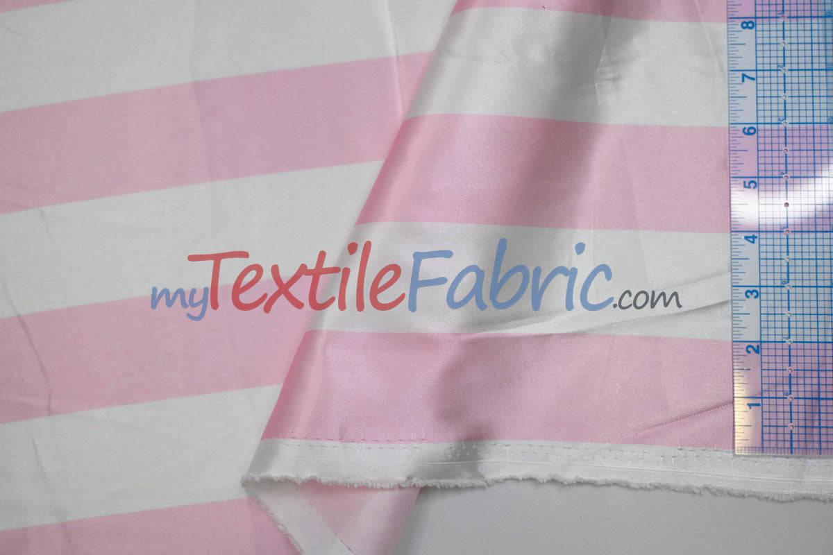 2" Stripe Satin Fabric | Soft Satin Stripe Charmeuse Fabric | 60" Wide | Multiple Colors |