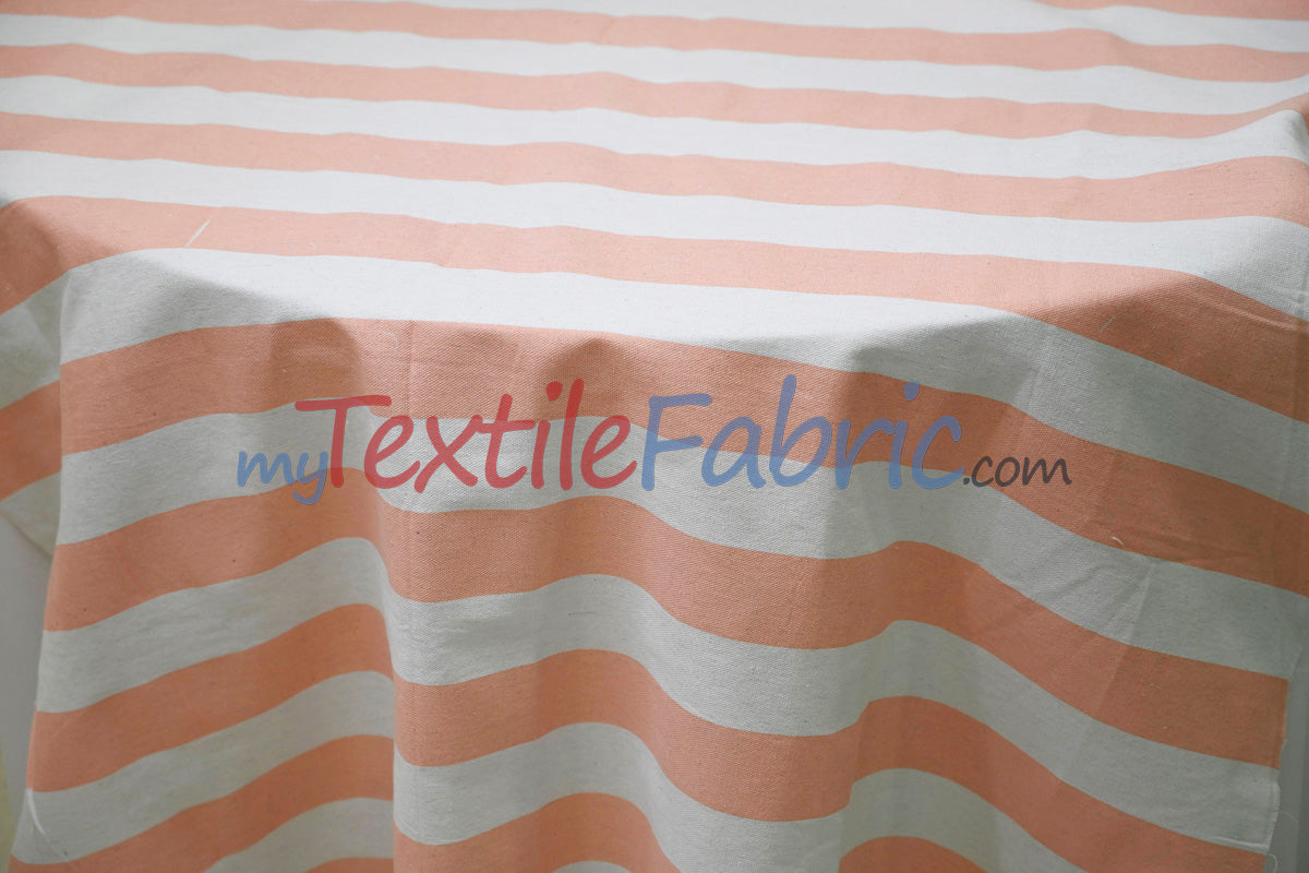 10 Oz 100% Cotton Canvas 2" Stripe | Outdoor Fabric | 60" Wide | Multiple Colors |