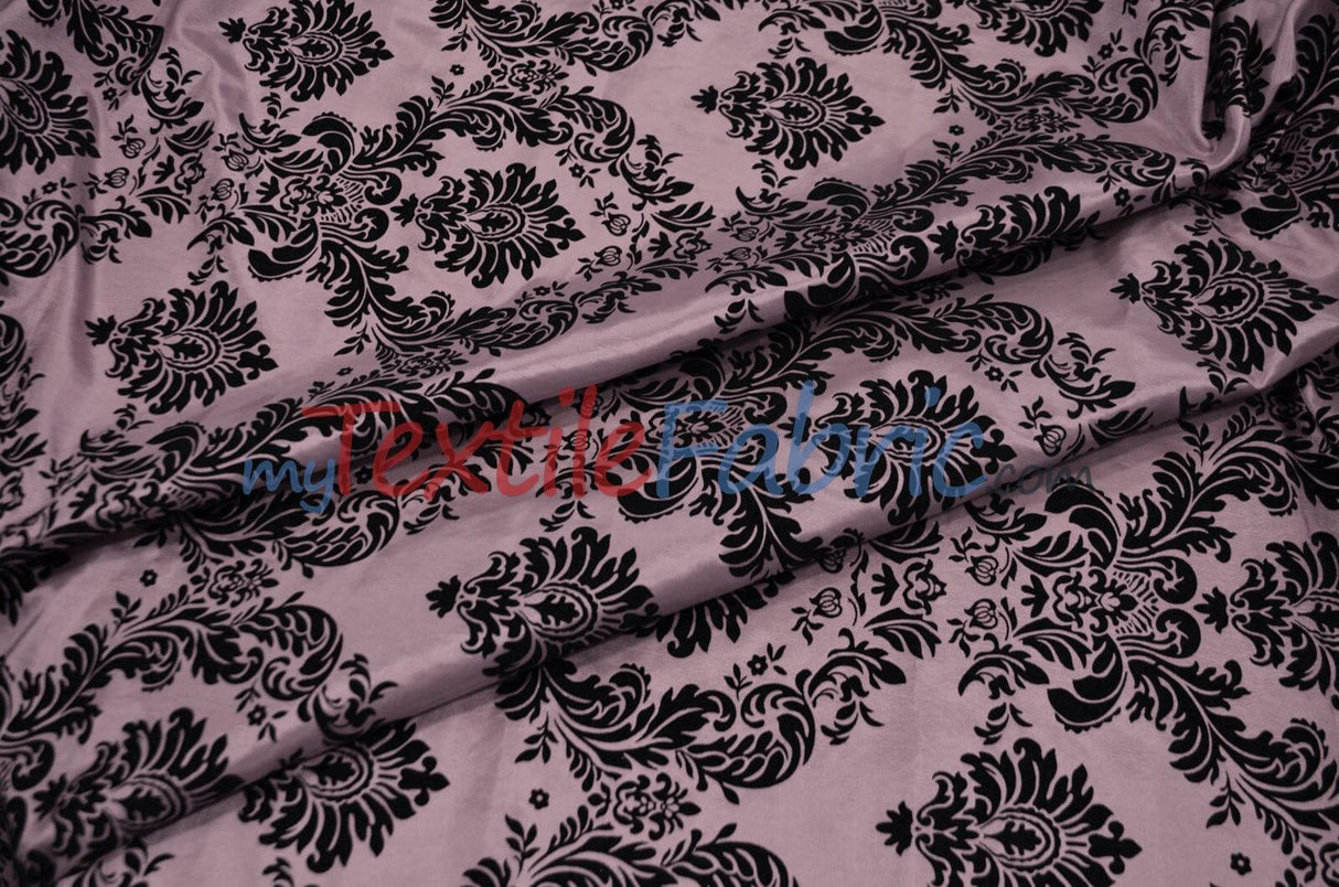Damask Flocking Taffeta | Flocking Velvet Damask on Taffeta Fabric | 60" Wide | Curtains, Apparel, Cosplay, Costume, Decor | Fabric mytextilefabric Yards Pink Damask