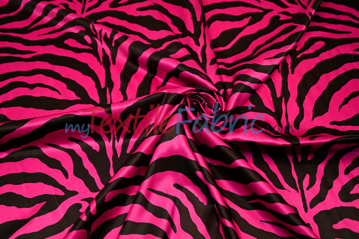 Animal Zebra Satin Fabric | Soft Satin Zebra Charmeuse Fabric | 60" Wide | Multiple Colors |