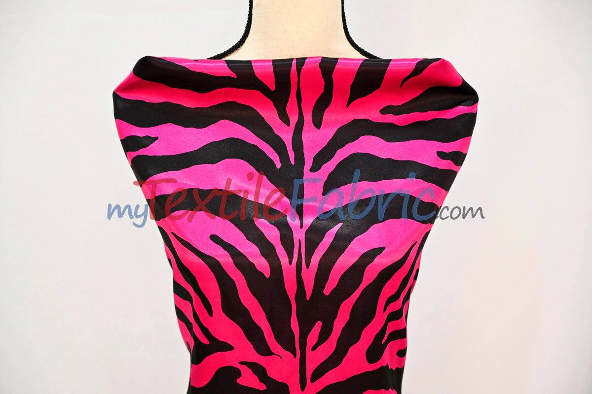 Animal Zebra Satin Fabric | Soft Satin Zebra Charmeuse Fabric | 60" Wide | Multiple Colors |