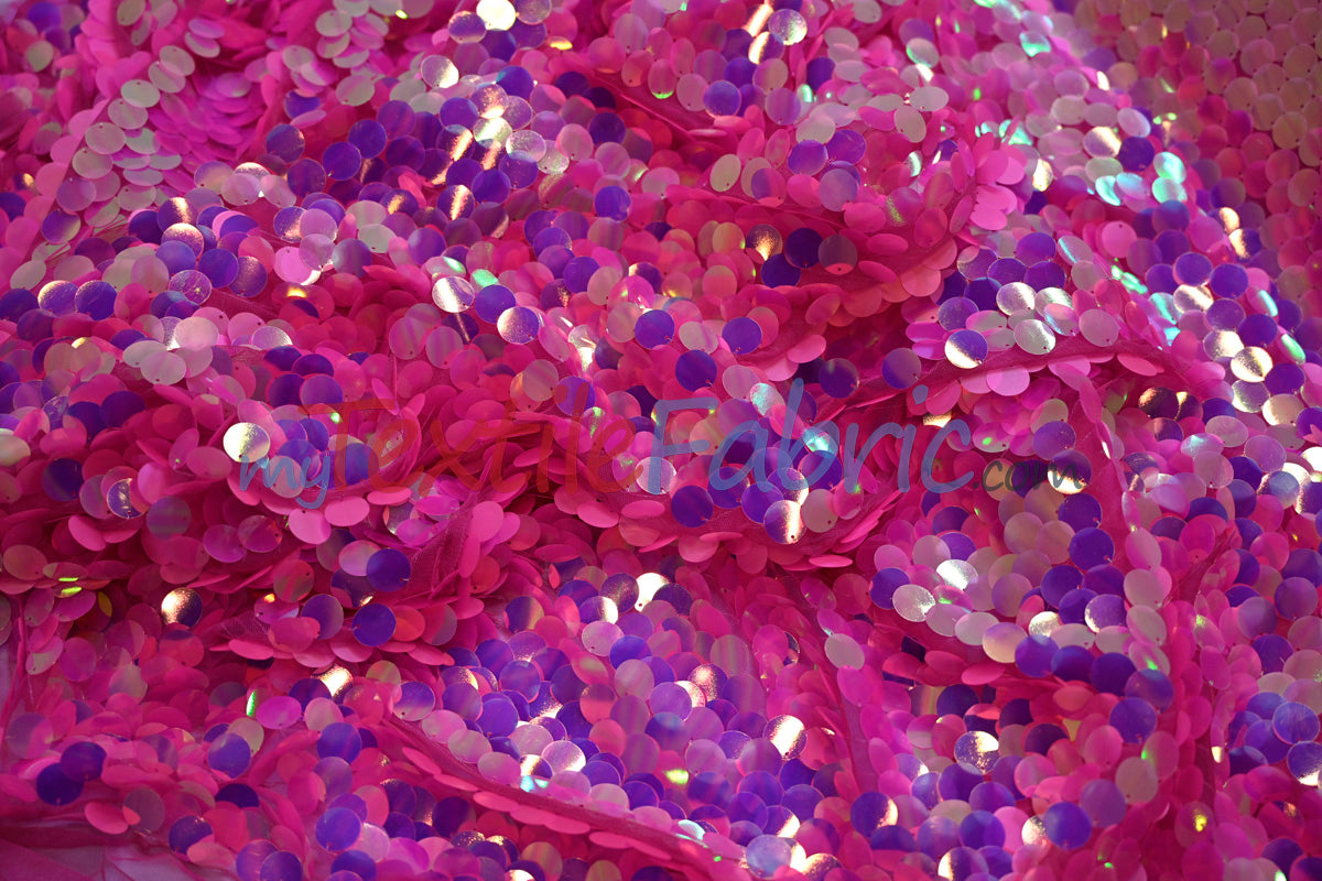 Fish Scale Paillette Sequins Fabric | 9mm Sequins Fabric | 52" Wide | Multiple Colors |