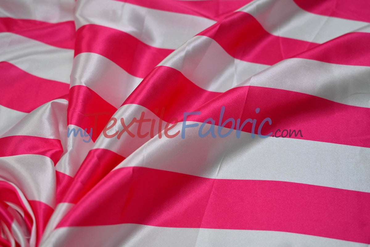 2" Stripe Satin Fabric | Soft Satin Stripe Charmeuse Fabric | 60" Wide | Multiple Colors |
